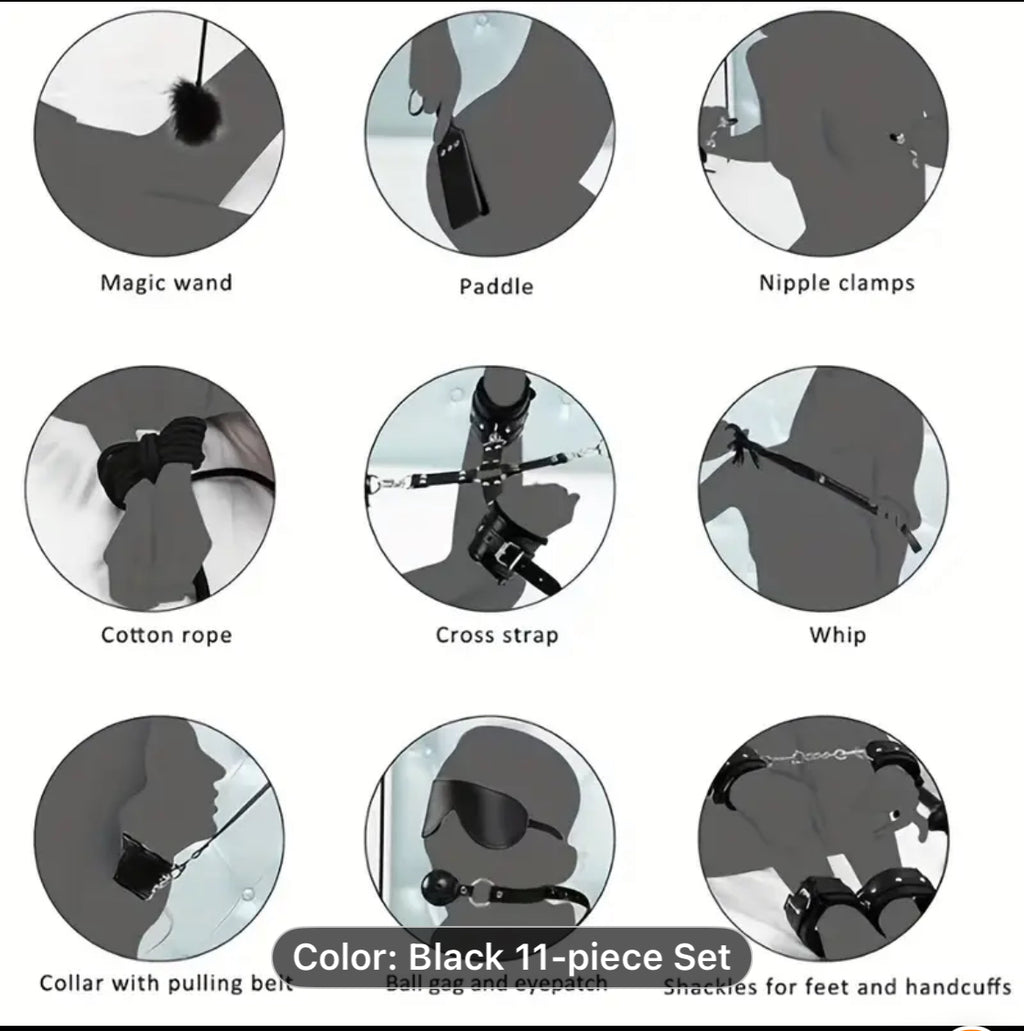 11 Piece Beginner BDSM Bondage Kit